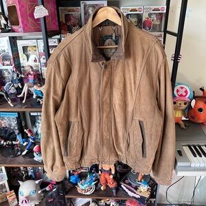 Vintage Members Only Suede Leather Bomber Jacket Men’s XL Brown